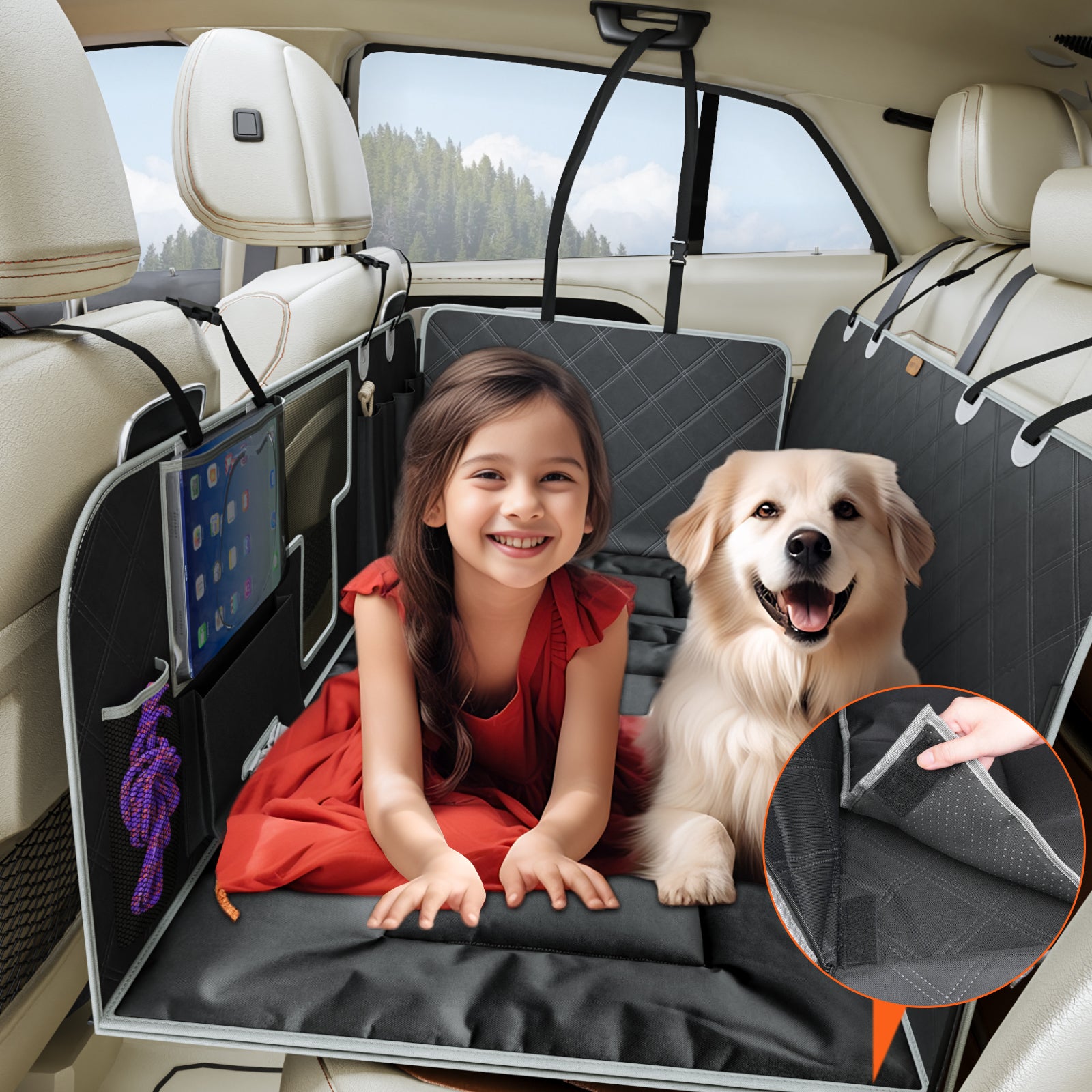 Car BackSeat cover for Dogs-black