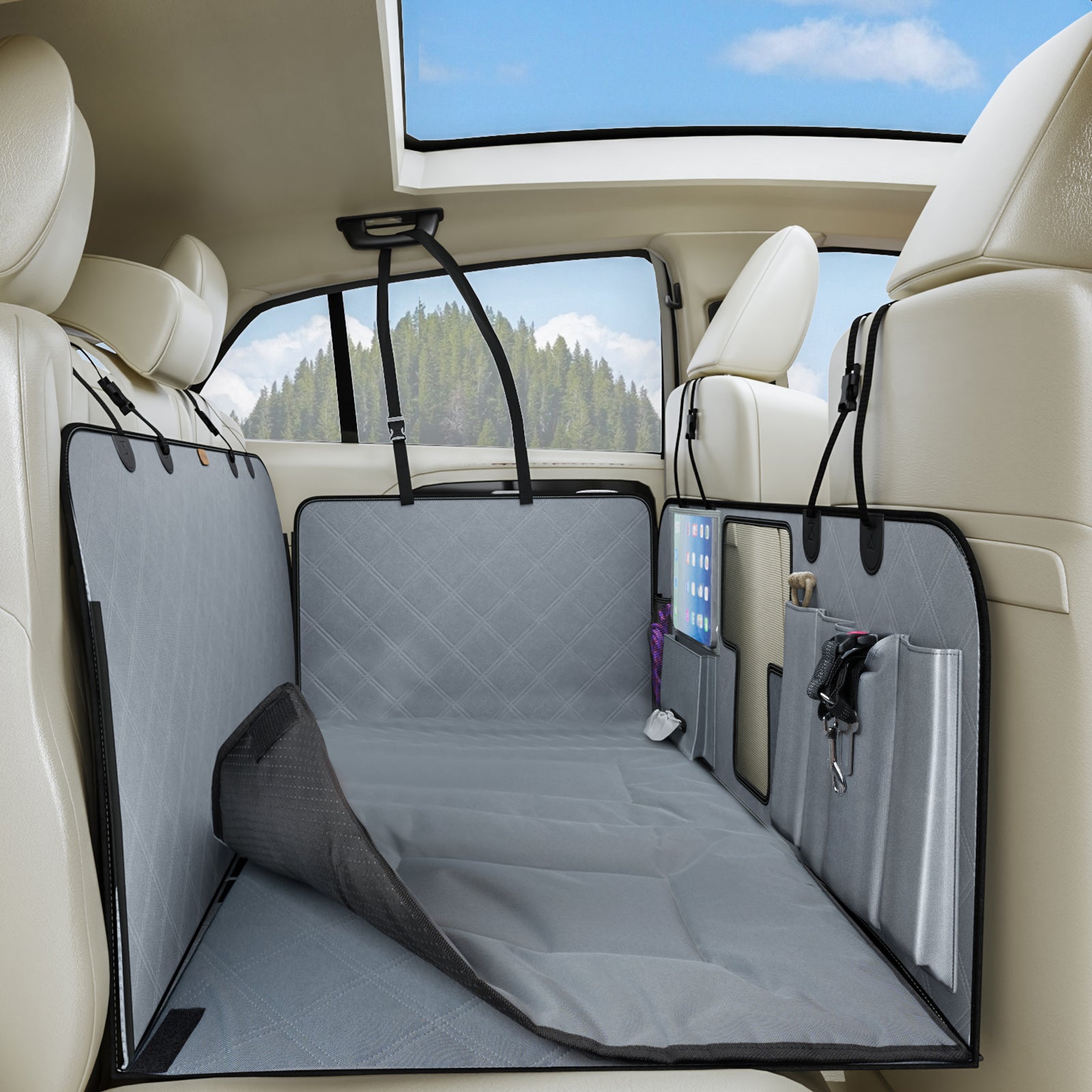 Car BackSeat cover for Dogs-gray