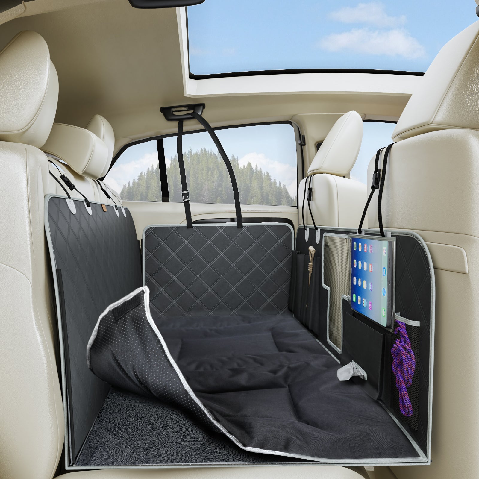 Car BackSeat cover for Dogs-black