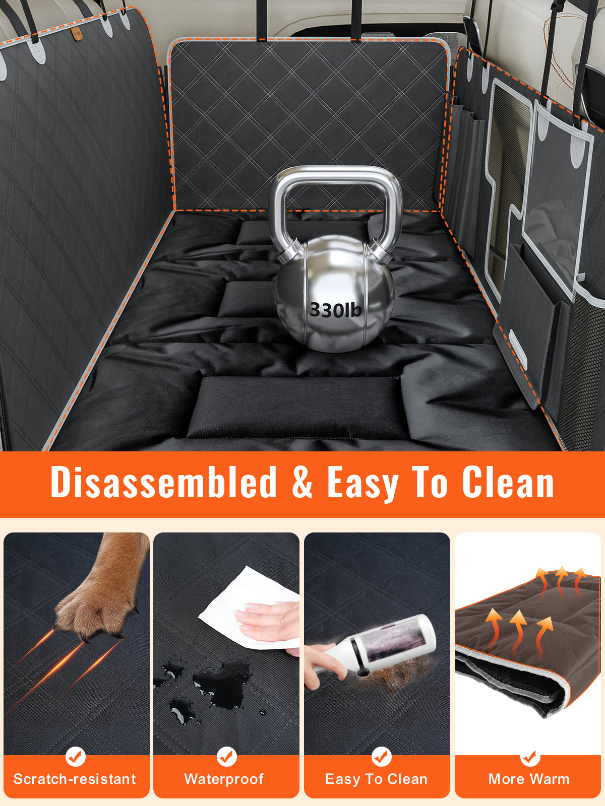 Car BackSeat cover for Dogs-black